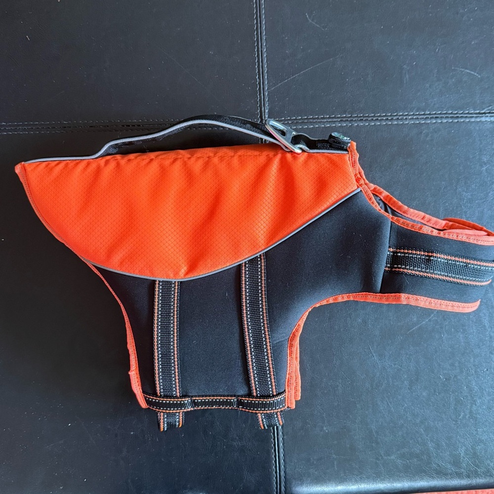 Arcadia Flotation Orange and Black Dog Harness